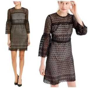 J. Crew Bell Sleeve Daisy Lace Floral Eyelet Knee Length Tea Dress Size 0